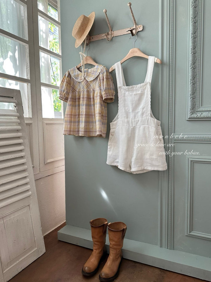 【予約】 monbebe / Check Peony Blouse  (mom)
