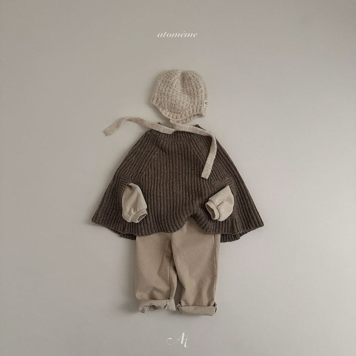 atomeme /  Olive knit poncho