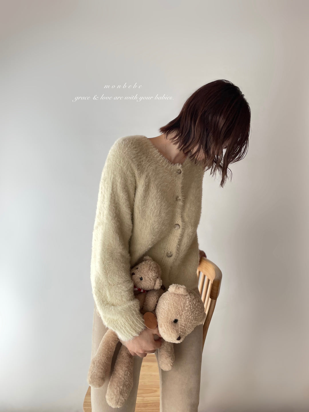 【予約】 monbebe /Teddy cardigan  (mom)