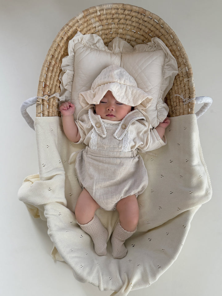 【monbebe夏新作】monbebe / Pure Linen Suspender Suit