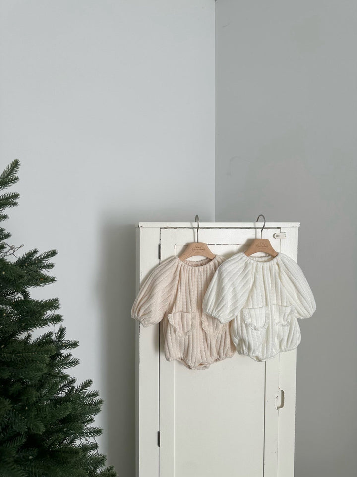 【11/28 ivory/cream S再入荷】 monbebe / Knit bonbon suit(bonnet set)