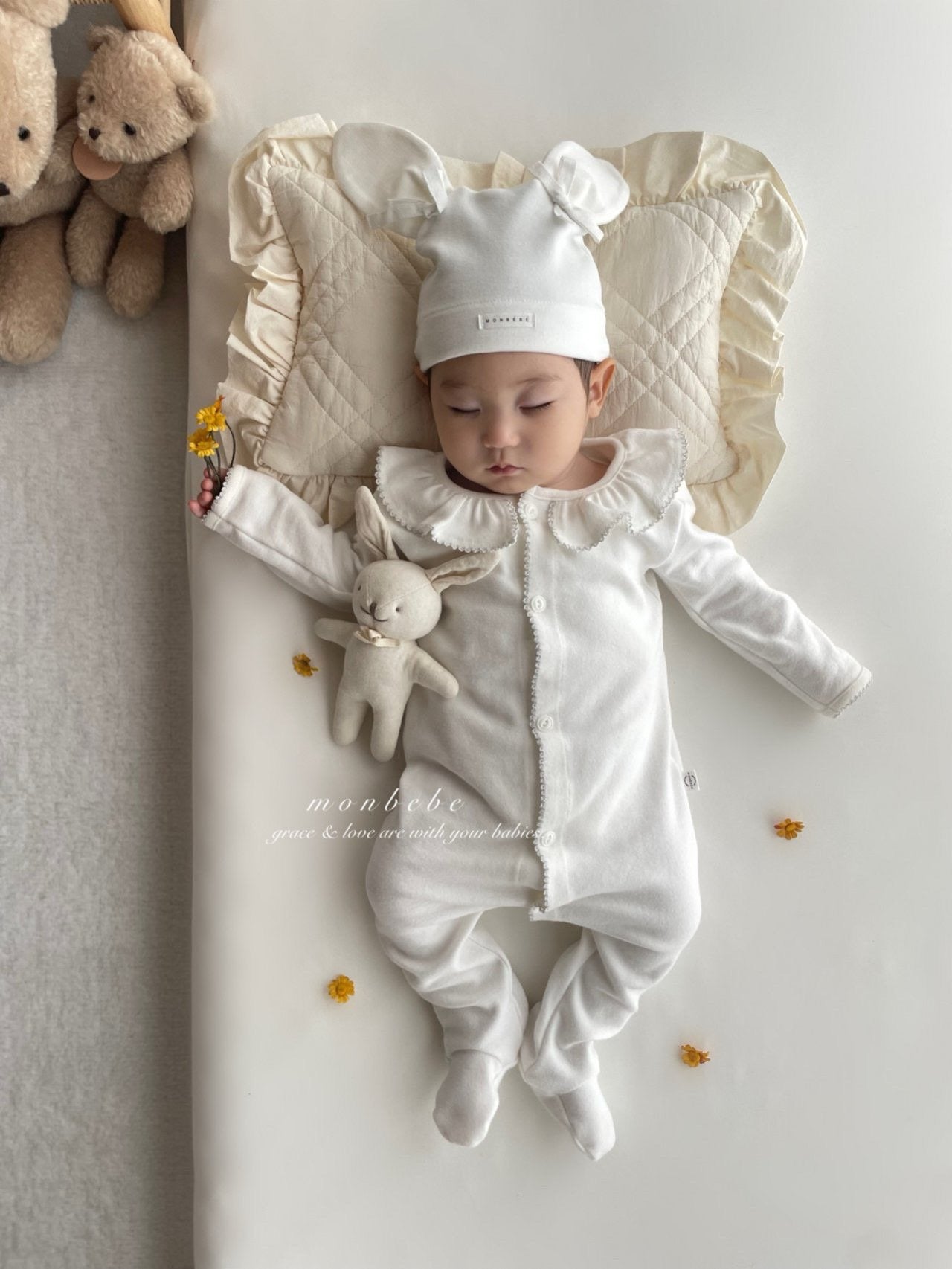 ciel de bebe＊waffle glory suit＊ボンネット付 2025秋冬】bébé/ (長袖)Original color glory suit – ciel de bébé