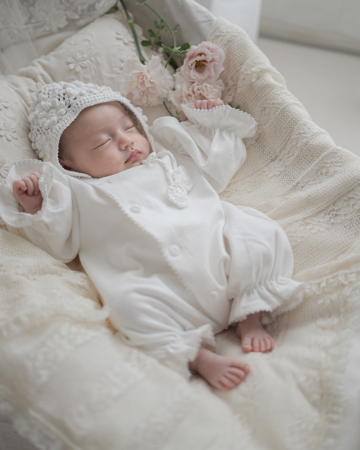 【silver】bébé/ (長袖) Picot glory suit