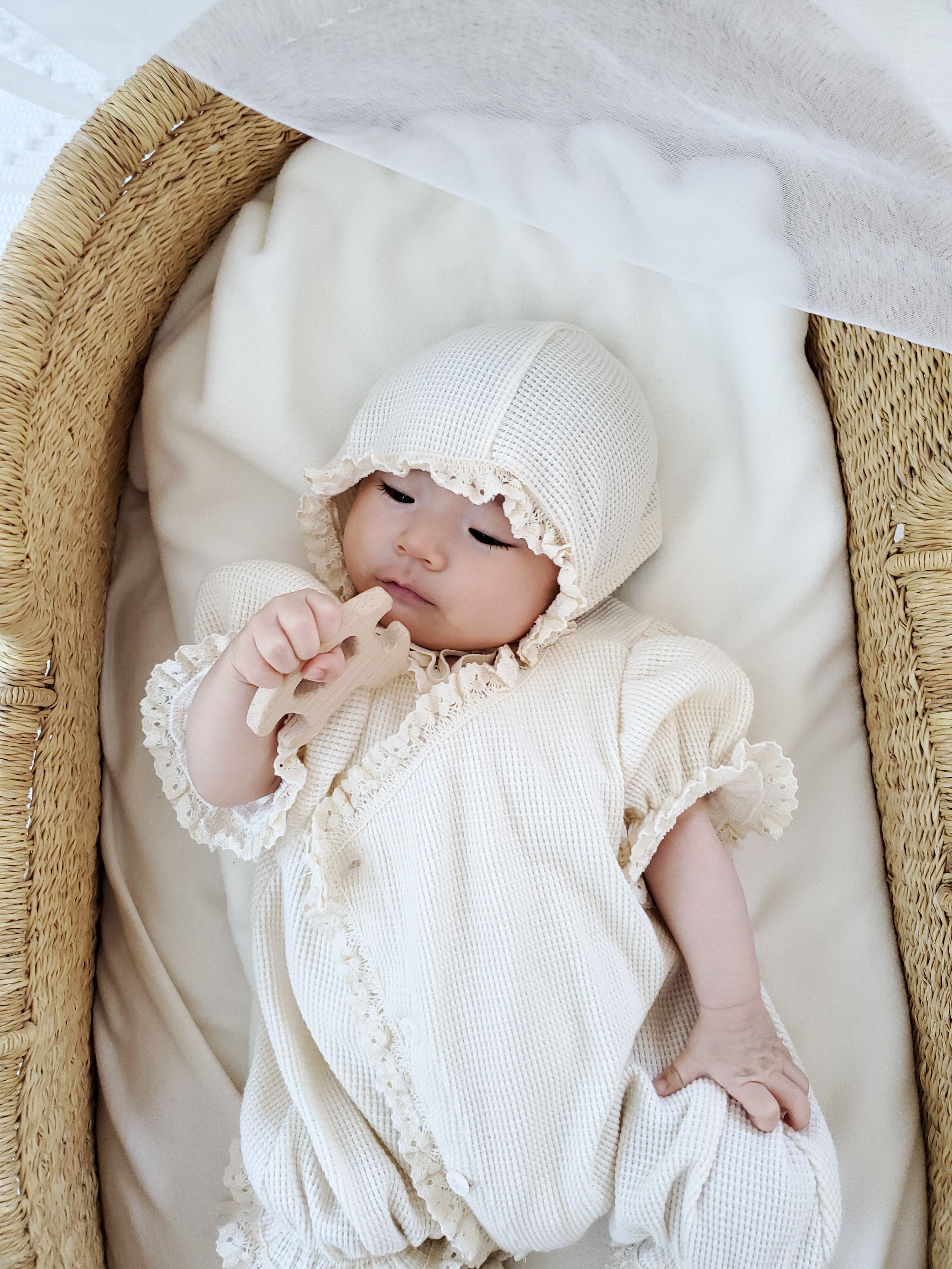 ciel de bebe＊waffle glory suit＊ボンネット付 ciel de bebe＊waffle glory suit＊ボンネット付 - メルカリ