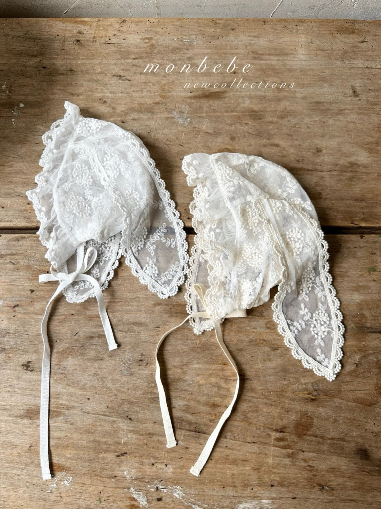 即納】 monbebe / Lace bunny bonnet – ciel de bébé