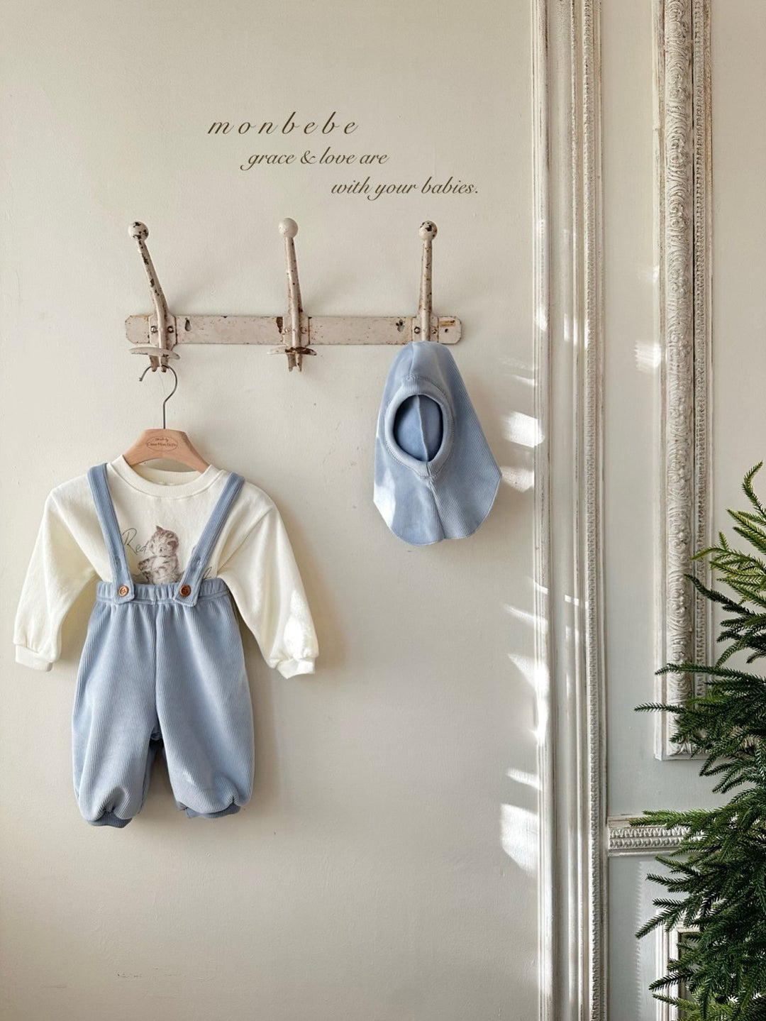 【新作11/17発売】 monbebe / Ribbed suspenders Pants