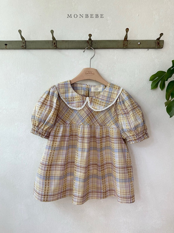 【予約】 monbebe / Check Peony Blouse  (mom)