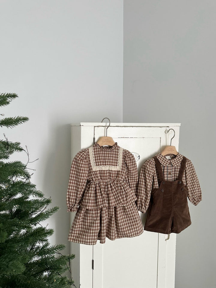 【新作 11/12予約受付開始】monbebe / Lope Check dress