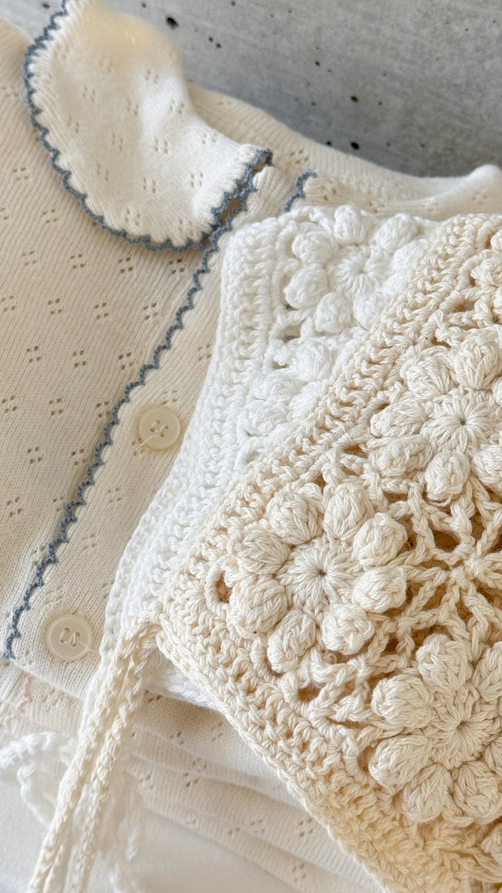 【予約】bébé / (半袖) hana picot lace suit