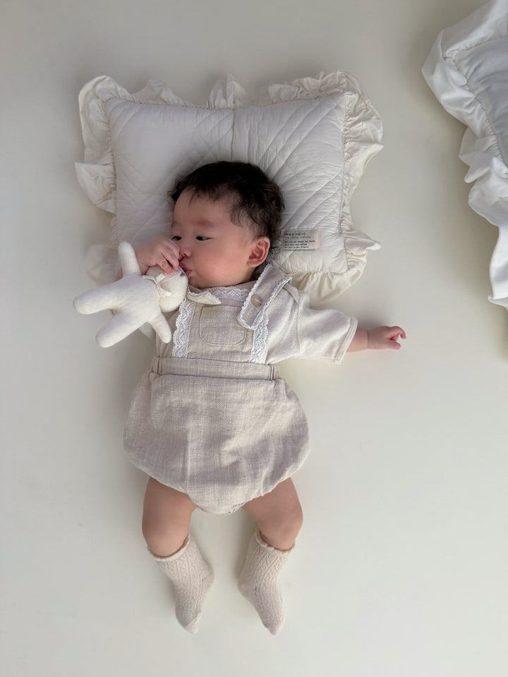 【monbebe夏新作】monbebe / Pure Linen Suspender Suit