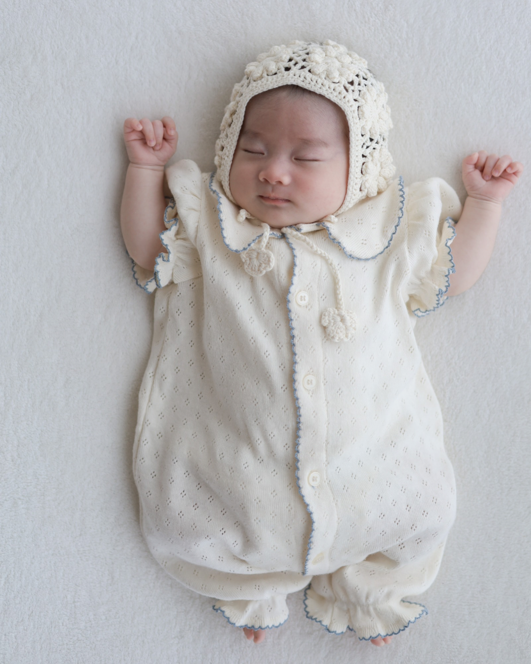【予約】bébé / (半袖) hana picot lace suit