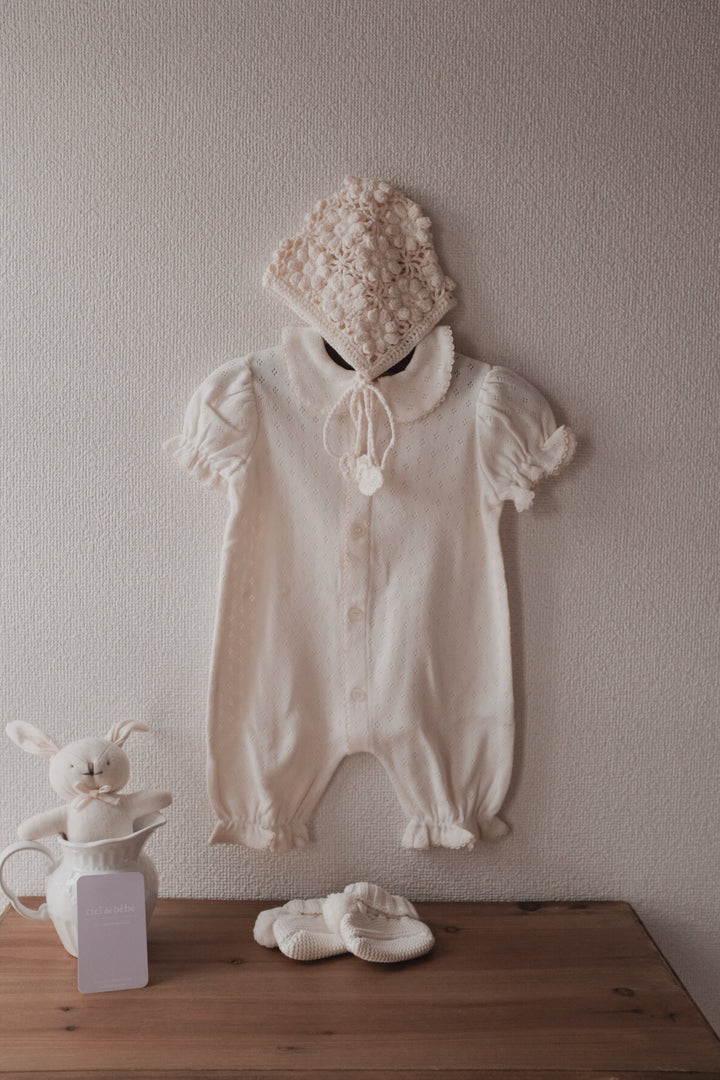 【予約】bébé / (半袖) hana picot lace suit