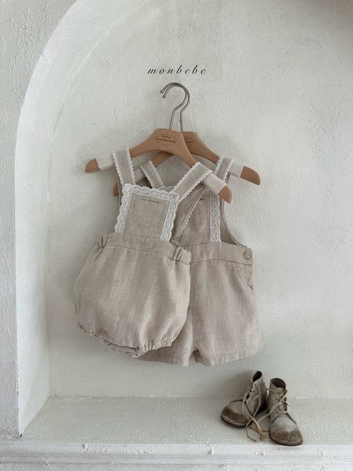 【monbebe夏新作】monbebe / Pure Linen Suspender Suit