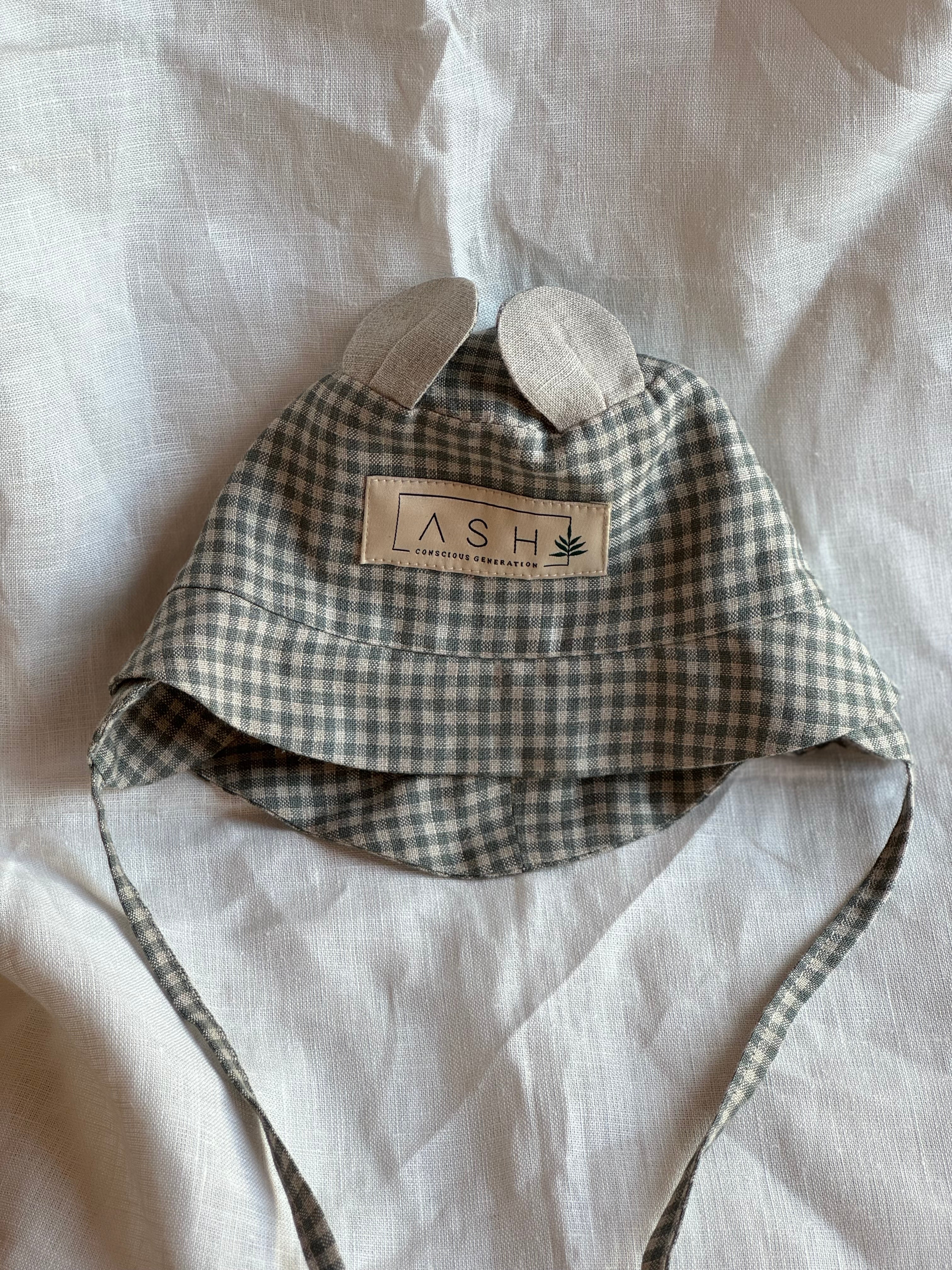 ASH Generation / bear hat (straight / basil gingham) - basil gingham / 47