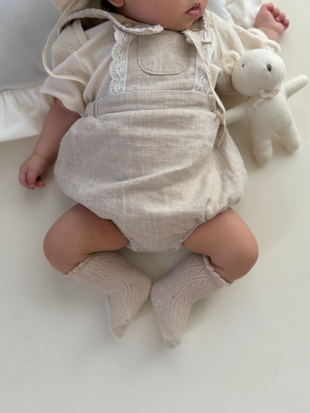 【monbebe夏新作】monbebe / Pure Linen Suspender Suit