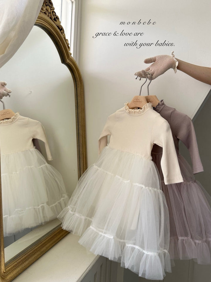 【予約】monbebe / Ribbed Shasha Dress