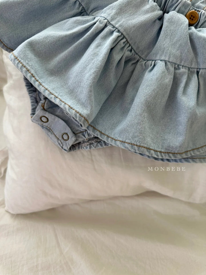 monbebe / Icing denim suspender skirt