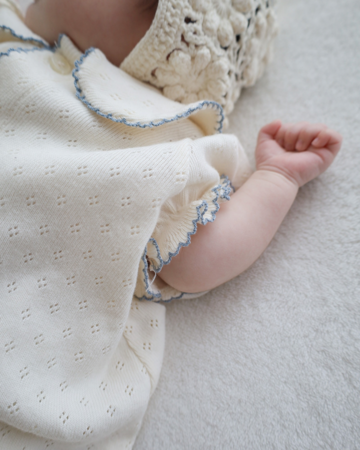 【予約】bébé / (半袖) hana picot lace suit