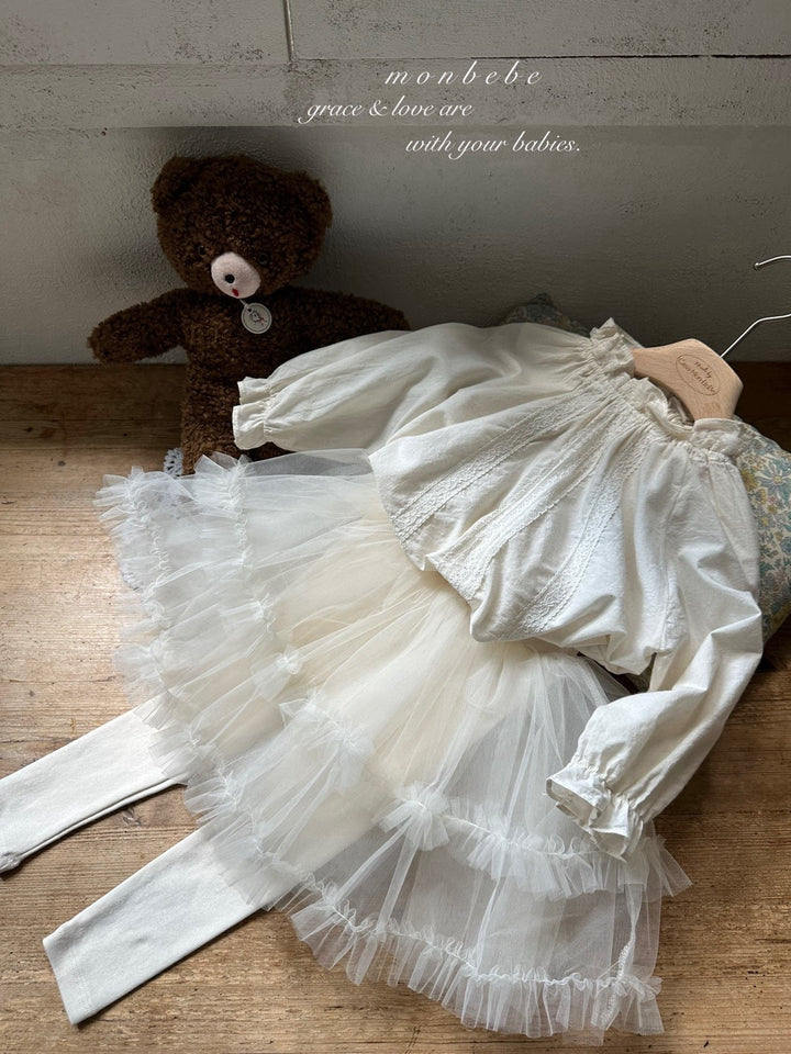 【予約】monbebe / (kids) Chloe Lace Blouse