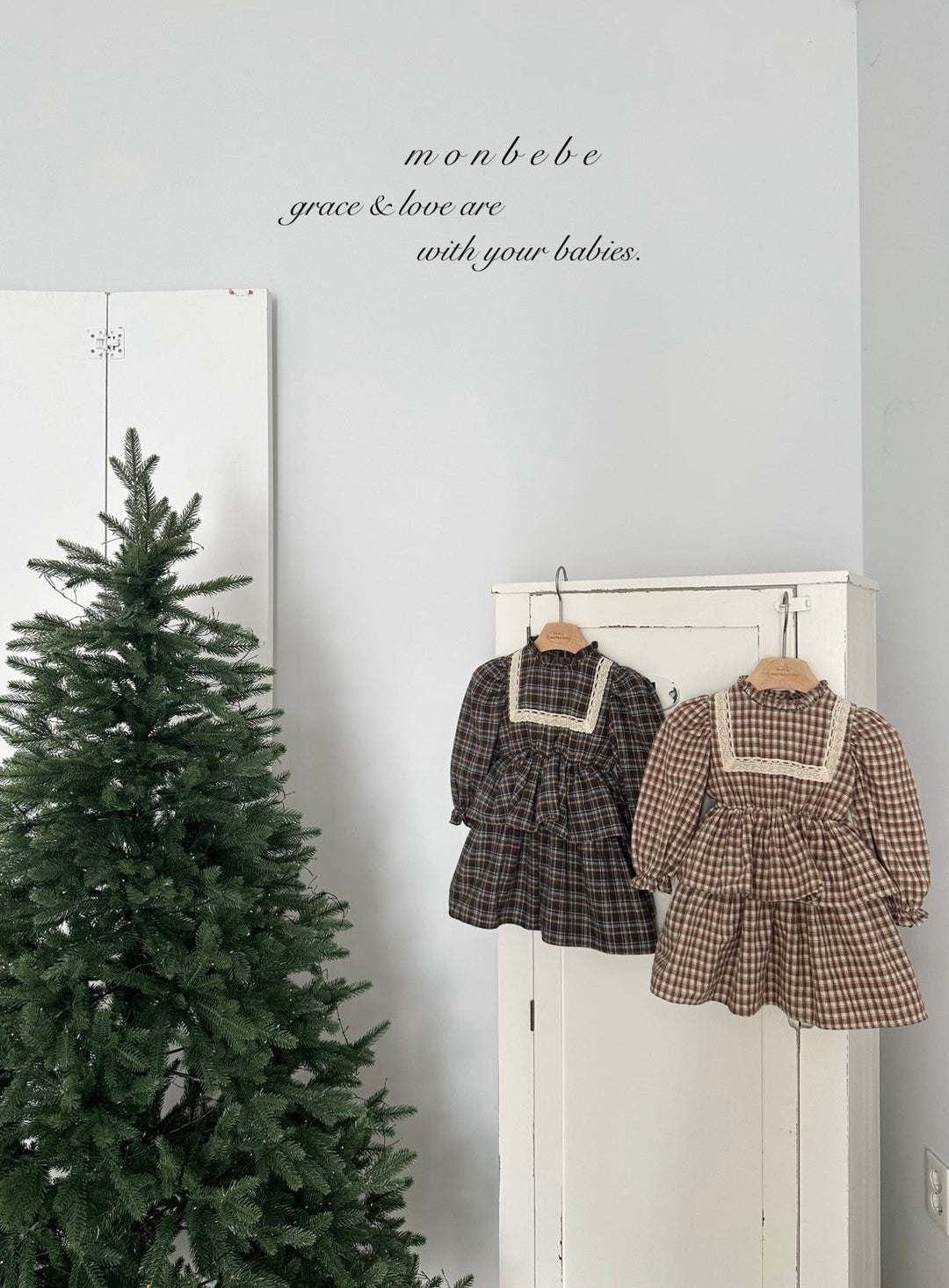 【新作 11/12予約受付開始】monbebe / Lope Check dress