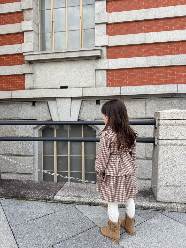 【新作 11/12予約受付開始】monbebe / Lope Check dress