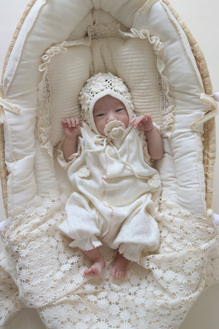 【予約】bébé / (半袖) hana picot lace suit