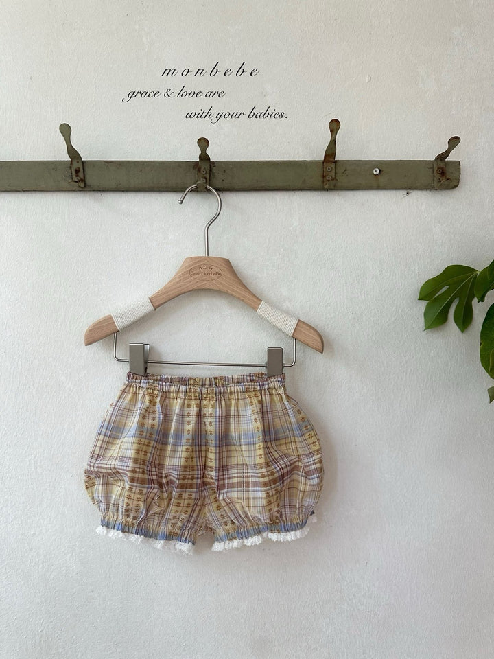 【予約】monbebe / Check Peony Balloon Shorts