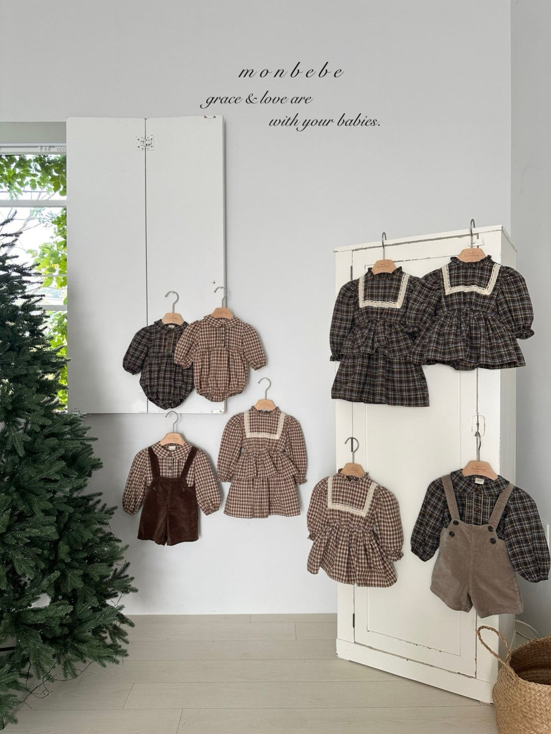 【新作 11/12予約受付開始】monbebe / Lope Check dress