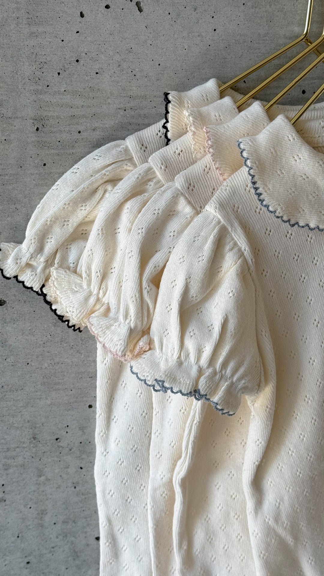 【予約】bébé / (半袖) hana picot lace suit