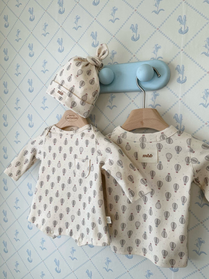 【予約】monbebe / Air Balloon Suit & Bonnet Set