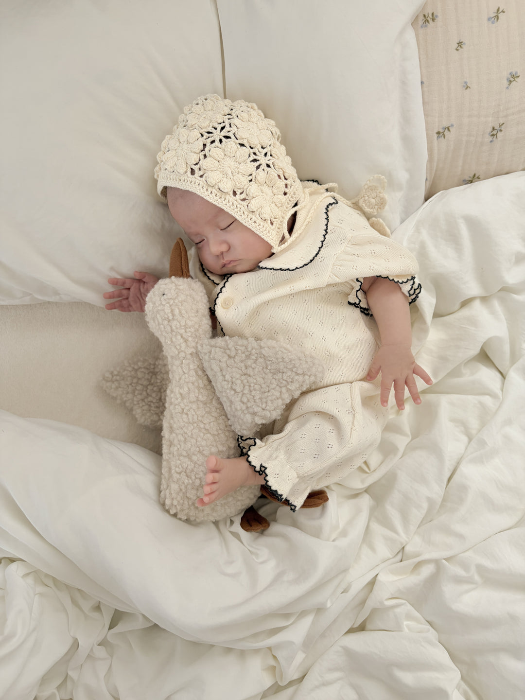 【予約】bébé / (半袖) hana picot lace suit