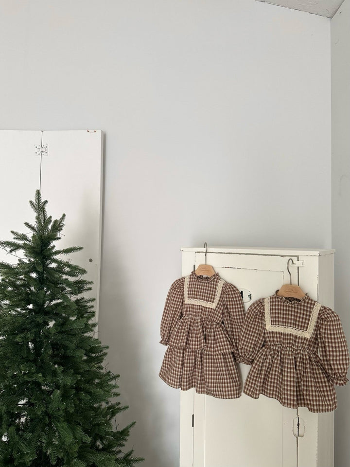 【新作 11/12予約受付開始】monbebe / Lope Check dress