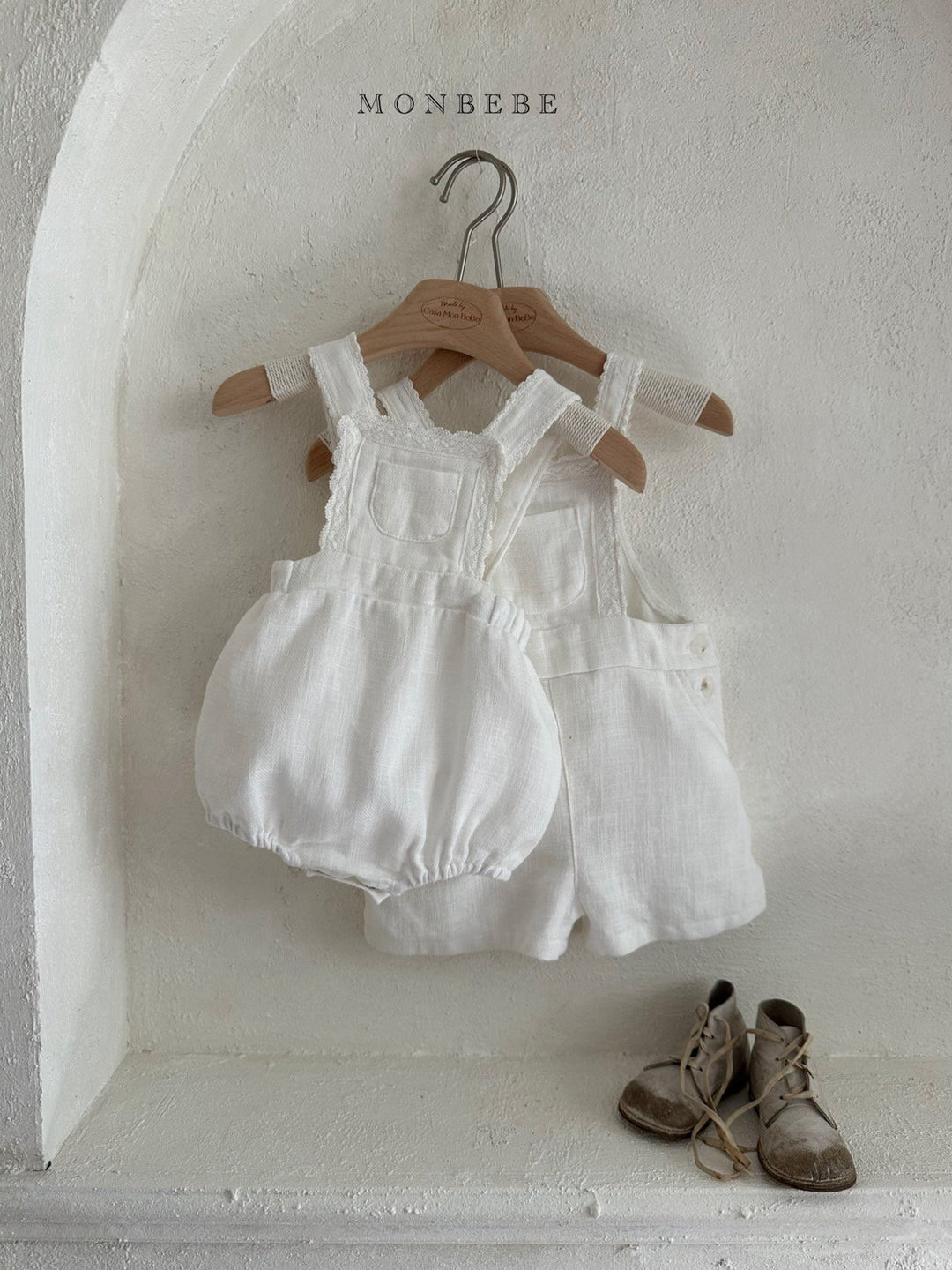 【monbebe夏新作】monbebe / Pure Linen Suspender Suit
