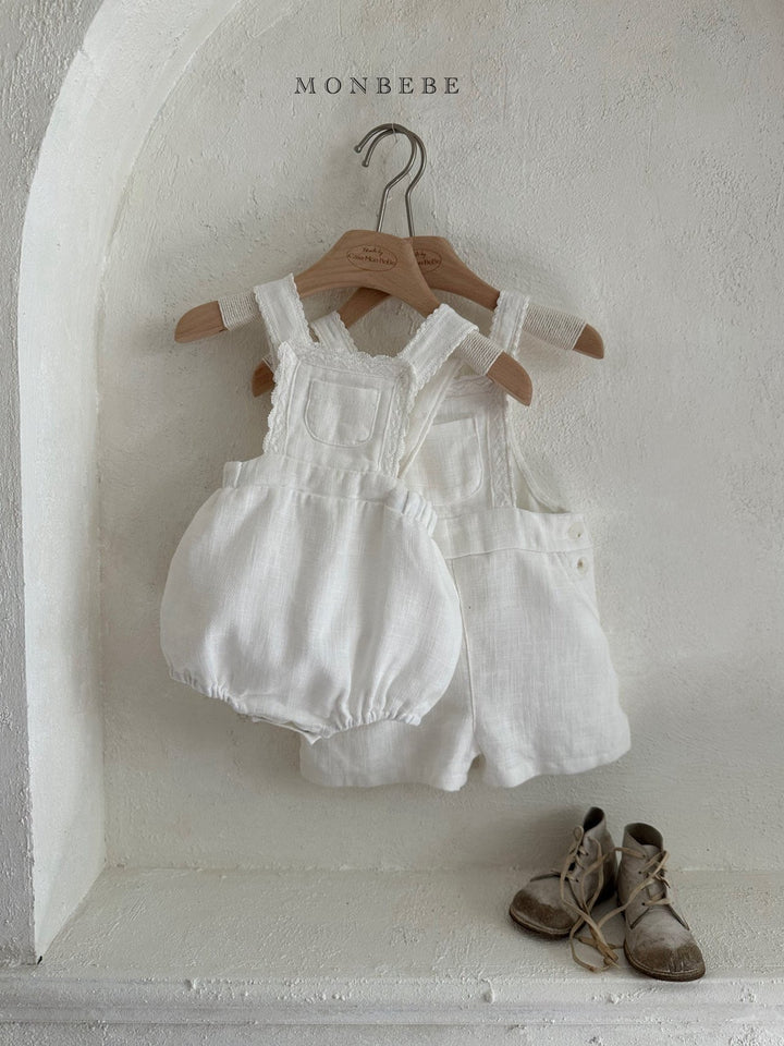 【monbebe夏新作】monbebe / Pure Linen Suspender Suit