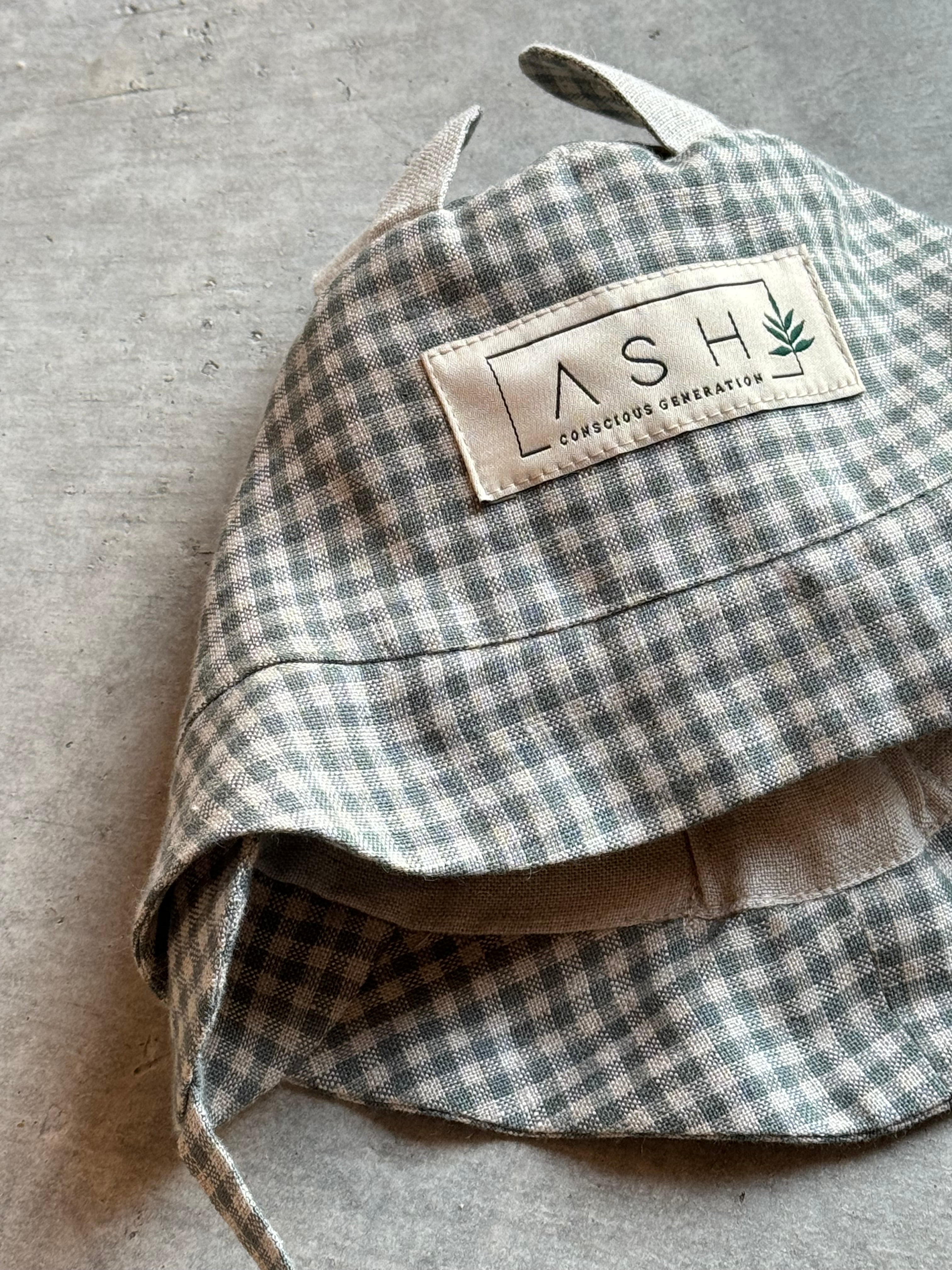 ASH Generation / bear hat (straight / basil gingham) - basil gingham / 47