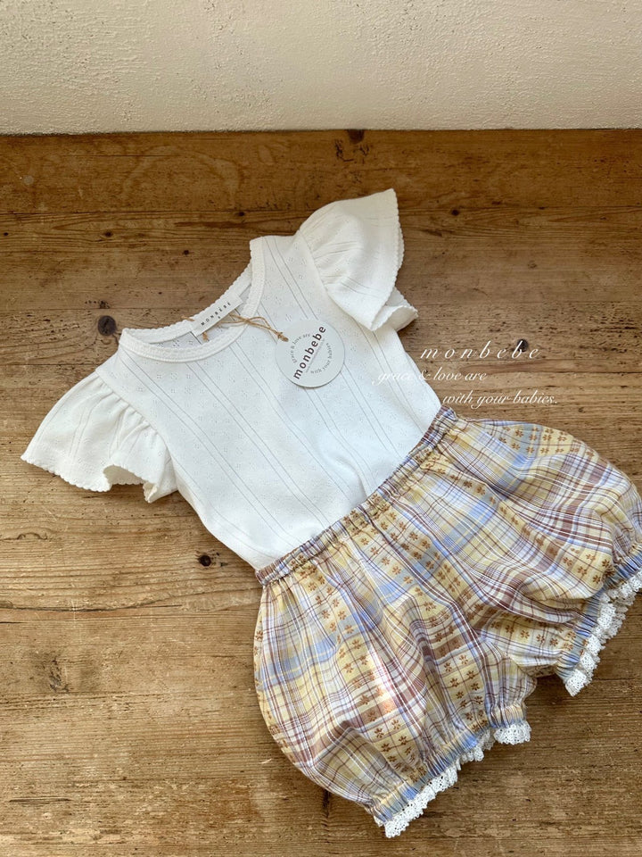 【予約】monbebe / Check Peony Balloon Shorts