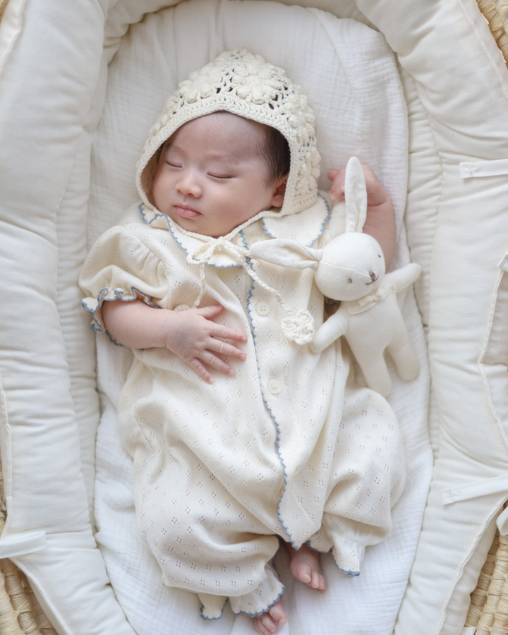 【予約】bébé / (半袖) hana picot lace suit