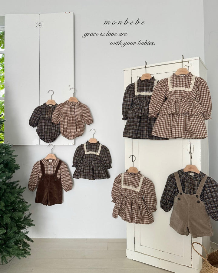 【新作 11/12予約受付開始】monbebe / Lope Check dress