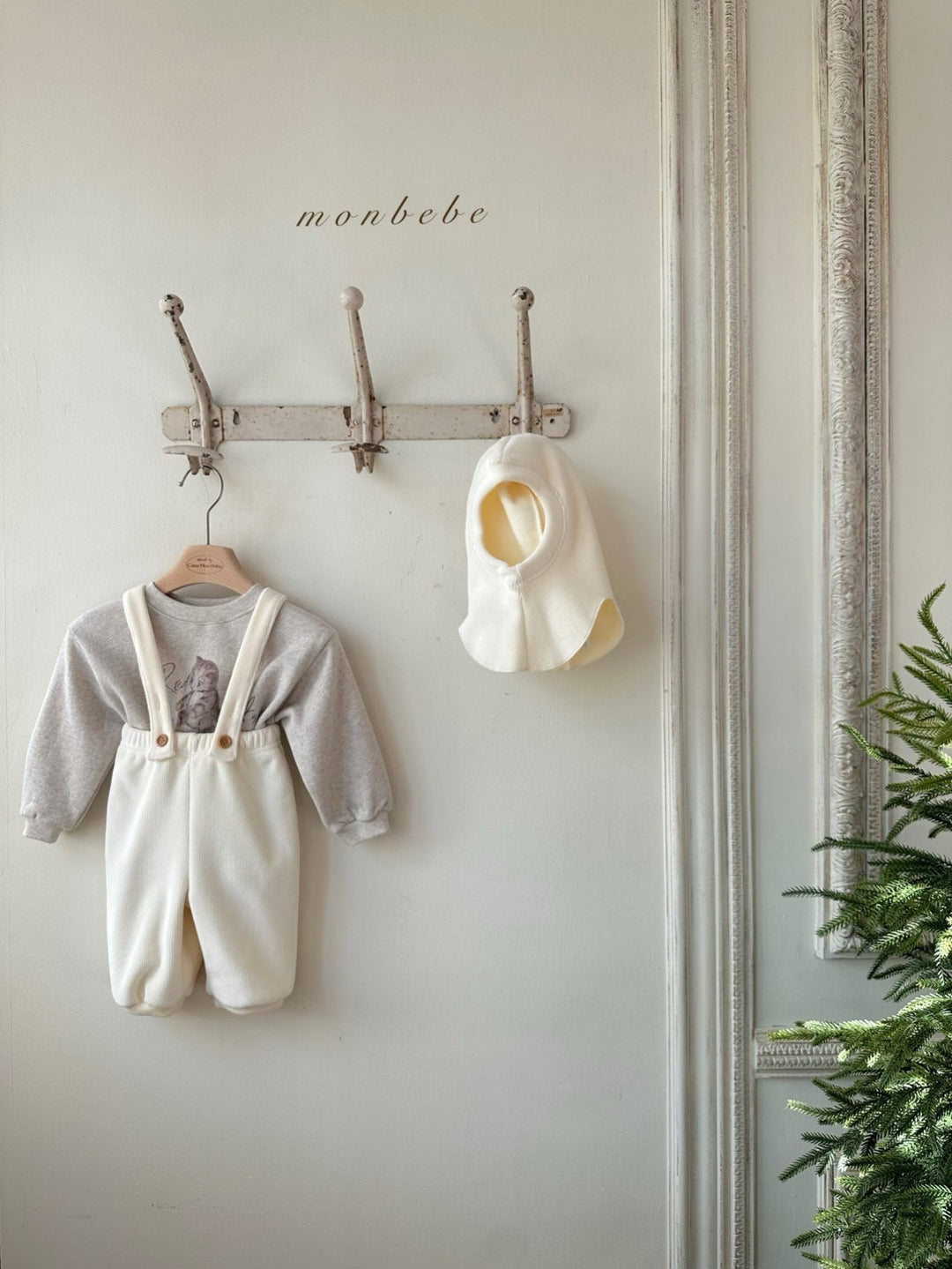 【新作11/17発売】 monbebe / Ribbed suspenders Pants