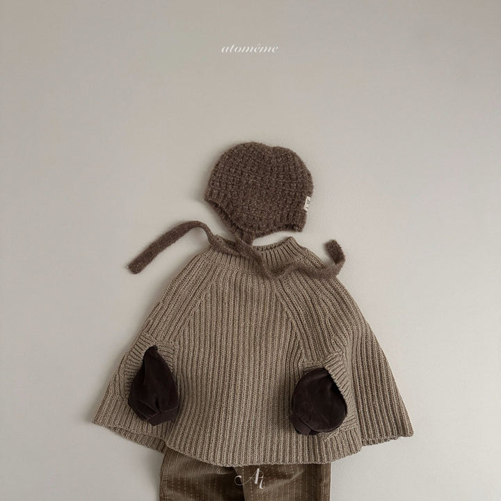 atomeme /  Olive knit poncho