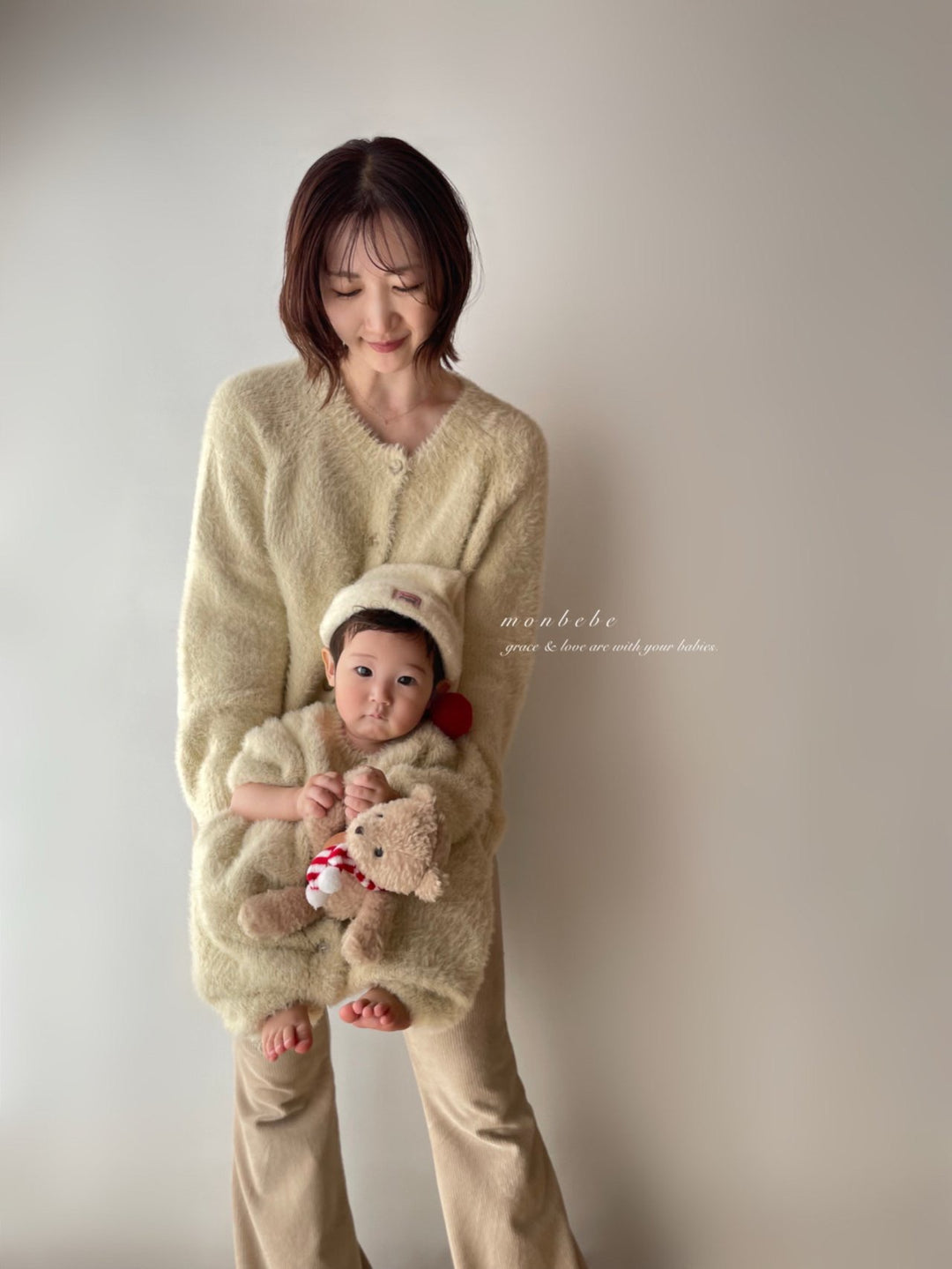 【予約】 monbebe /Teddy cardigan  (mom)