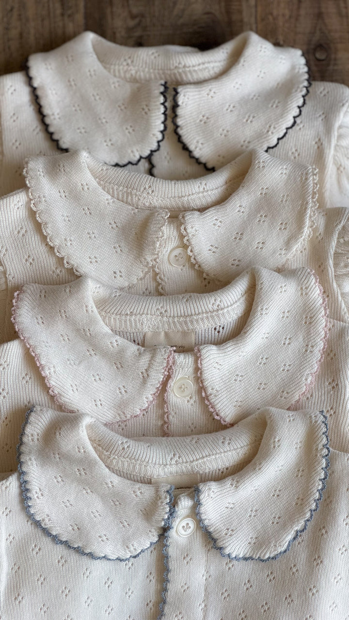 【予約】bébé / (半袖) hana picot lace suit