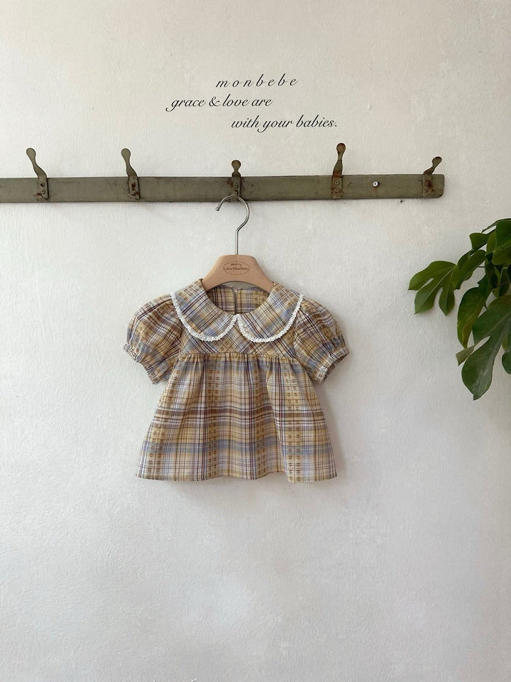 【予約】monbebe / Check Peony Blouse