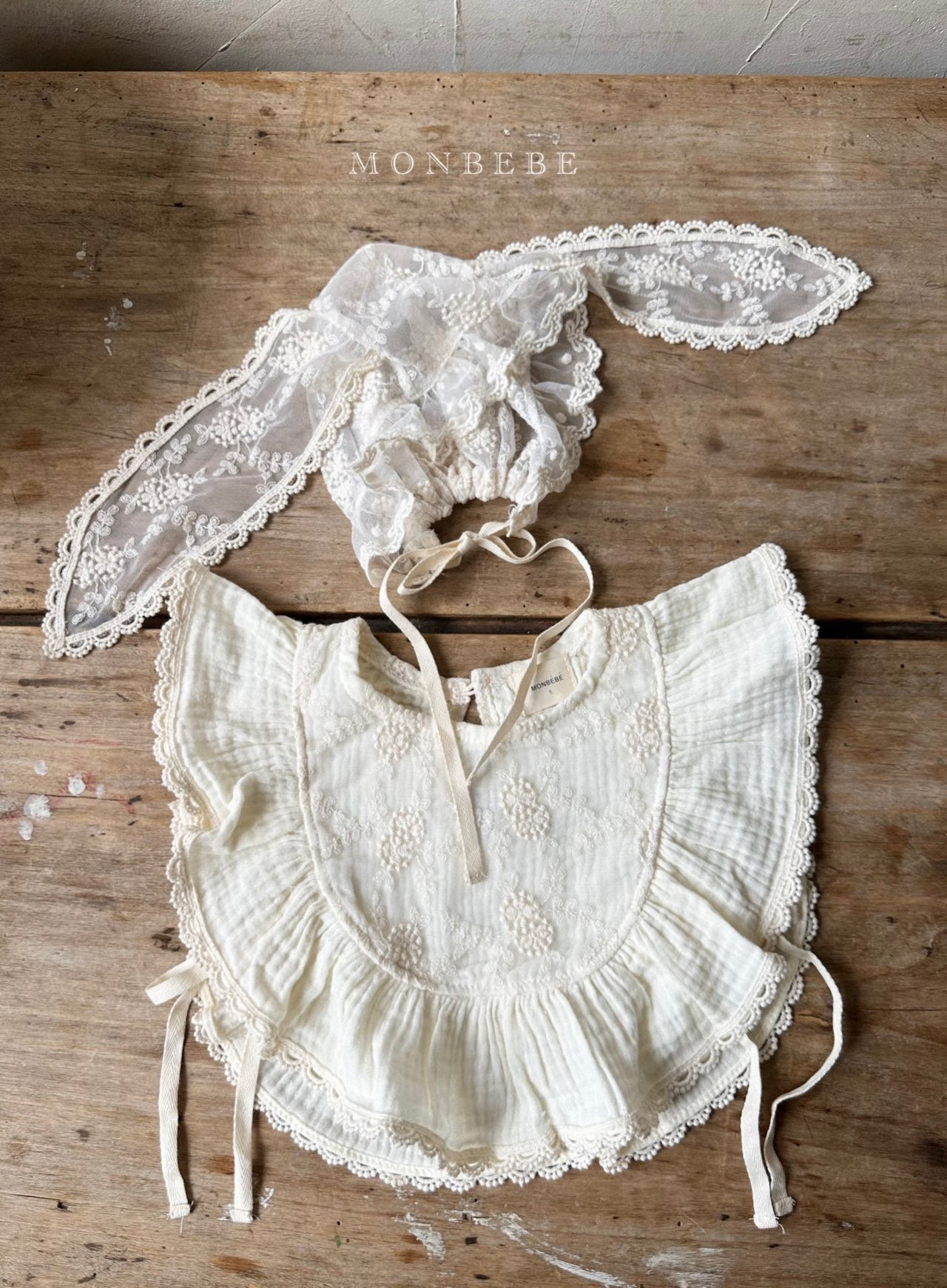 即納】 monbebe / Lace bunny bonnet – ciel de bébé