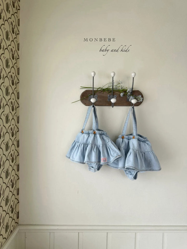 monbebe / Icing denim suspender skirt