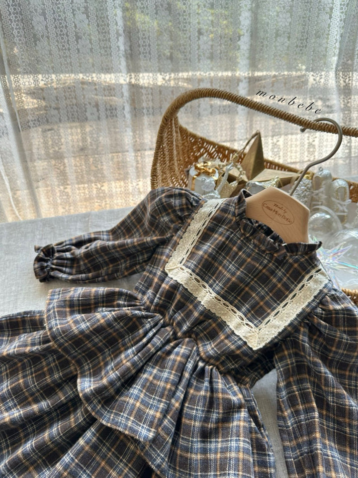 【新作 11/12予約受付開始】monbebe / Lope Check dress