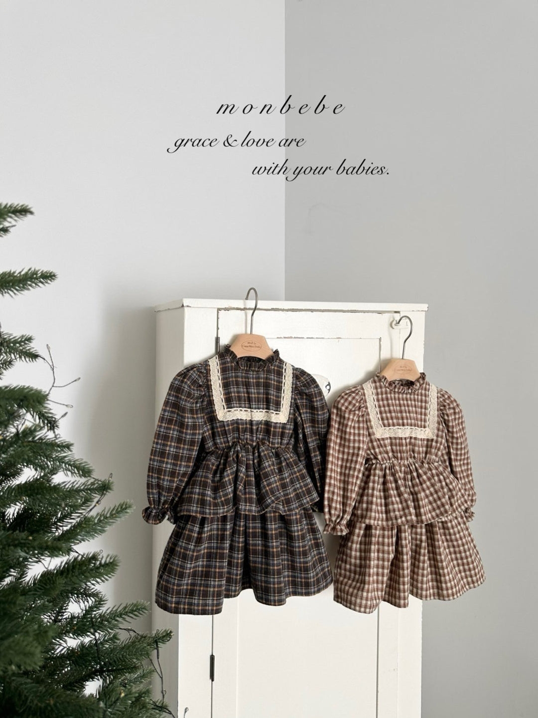 【新作 11/12予約受付開始】monbebe / Lope Check dress