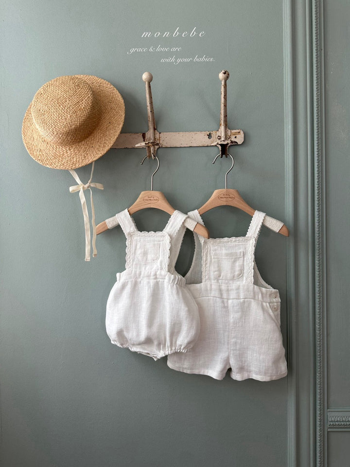 【monbebe夏新作】monbebe / Pure Linen Suspender Suit