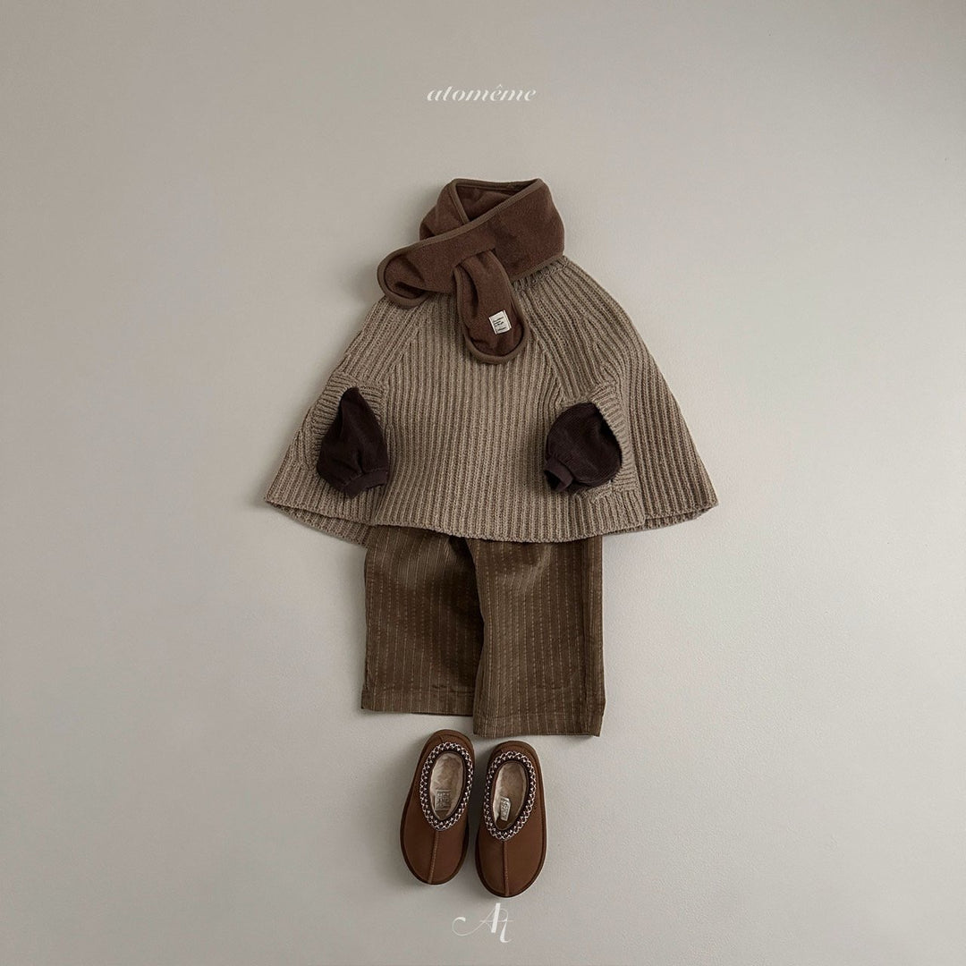 atomeme /  Olive knit poncho