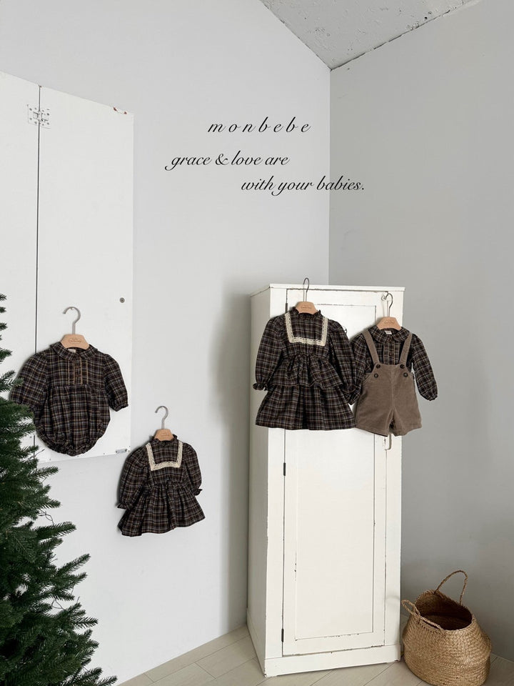 【新作 11/12予約受付開始】monbebe / Lope Check dress